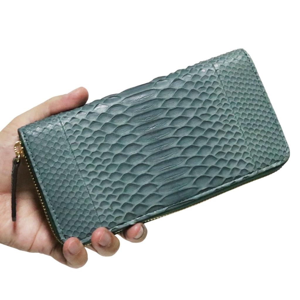 Bercute Weißer Diamantpython Langbörse für Herren und Damen, Echtes Schlangenleder, Reißverschluss rundherum, Großes Fassungsvermögen, Auffällig, Beliebte Marke, Weiße Schlange