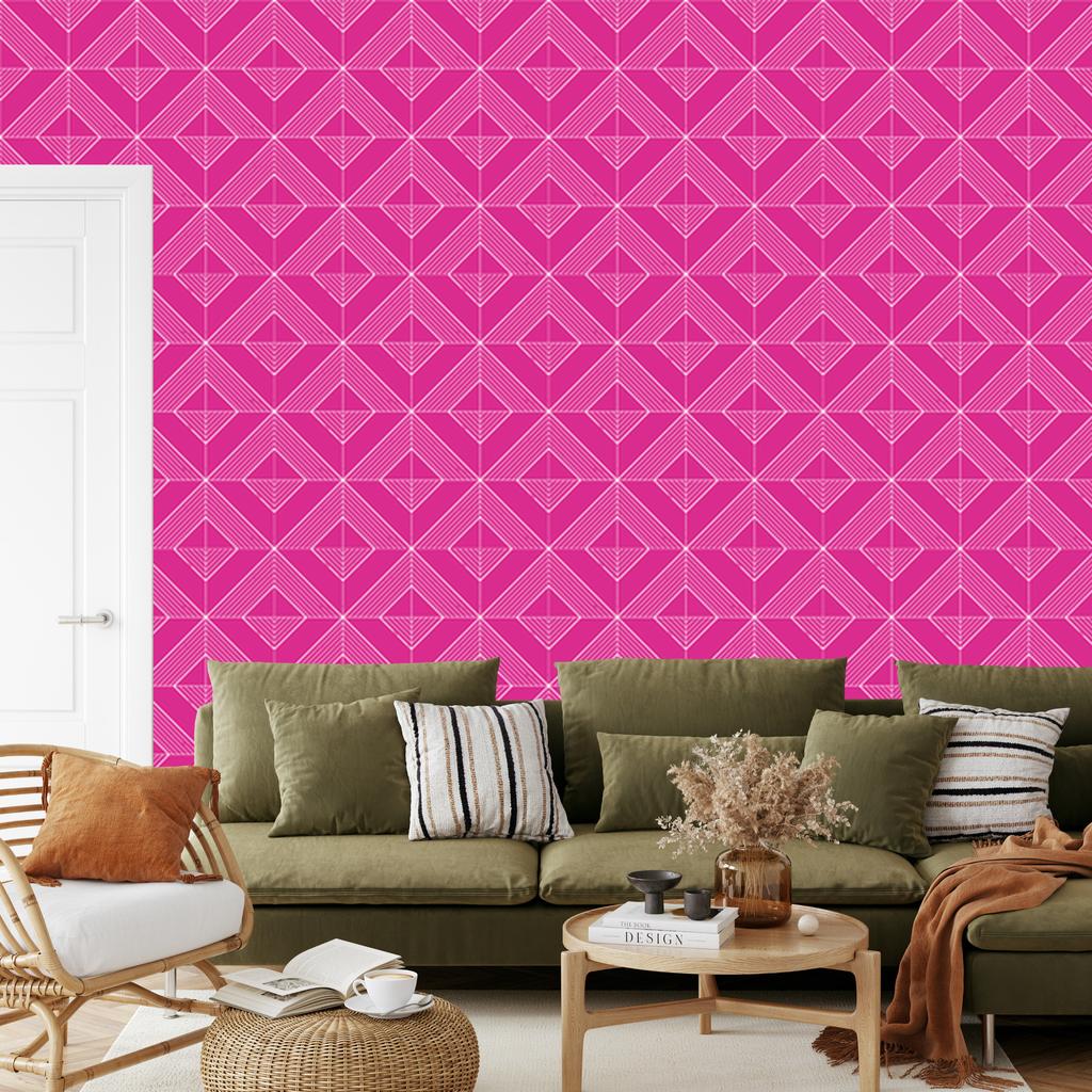 Geometric rhombus wallpaper, purple background, purple center, 50x1000