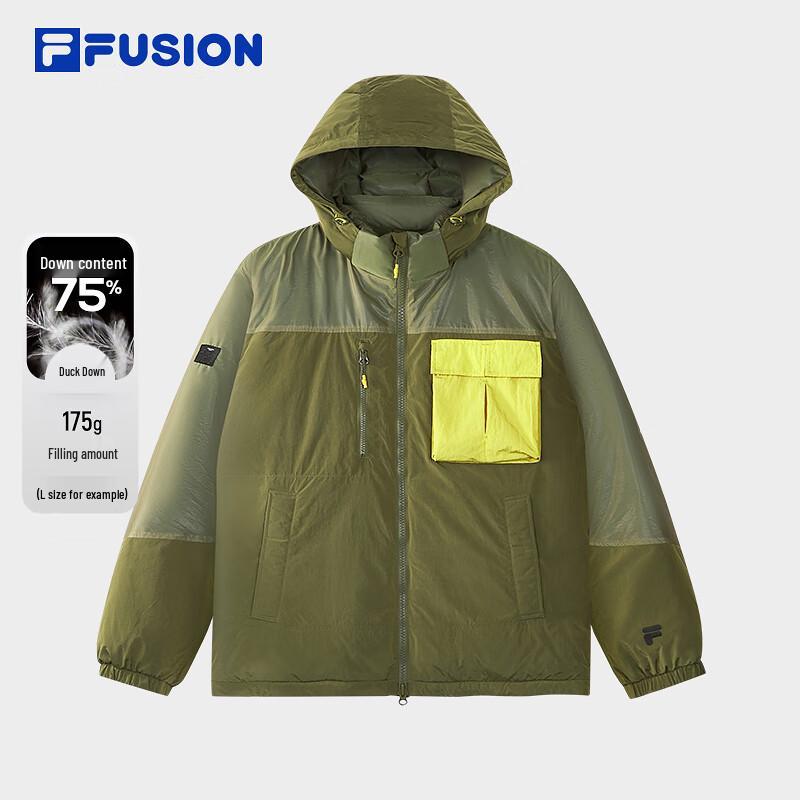 FILA FUSION Men s Hooded Loose Fit Down Jacket L