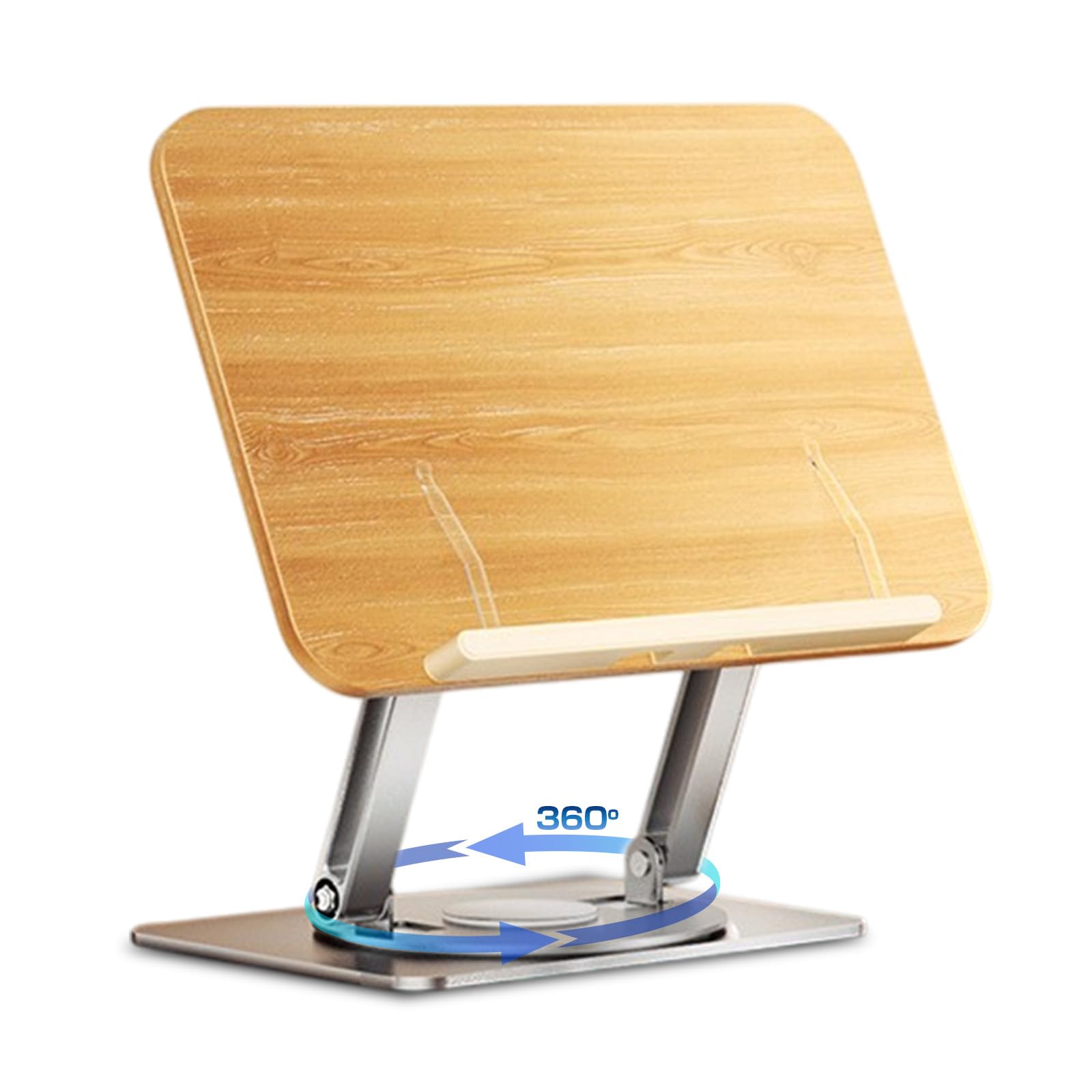 

[No More Hunchbacks and Stiff Shoulders] PLEAVIT Natural Tabletop Book Stand with 360-Degree Rotation and Adjustable Height for Better Concentration