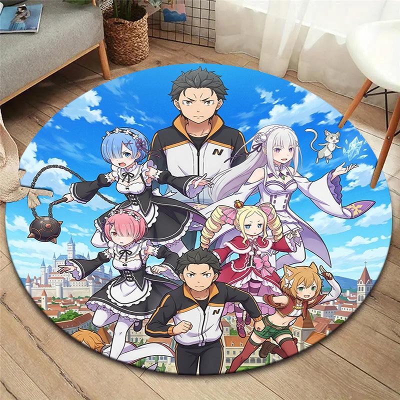 Re Zero Round Area Rug Carpet Rug For Living Room Bedroom Sofa Playroom Decor Nonslip Floor Mat