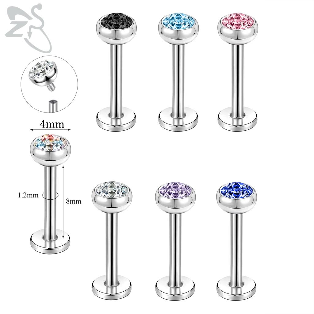 ZS 6-13 STK/LOT 16G Rustfritt Stål Leppe Labret Piercingsett Krystall Monroe Leppepiercing Øre Tragus Helix Bruskpiercing 6/8/10mm