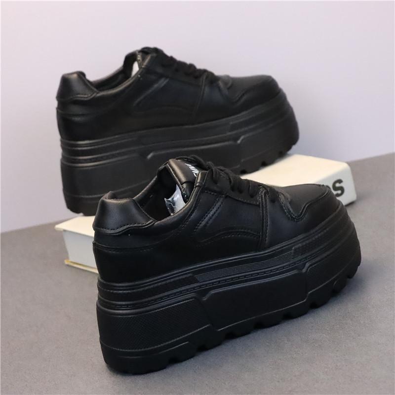 Fashion 8CM Platform Sneakers for Women White Shoes Heel Comfortable Non Slip Genuine Leather Women Casual Shoes Walking