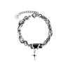 Bracciale Uomo Retro Zircone Nero Catena a Stella Donna Acciaio Inossidabile Braccialetti Punk su Mano Gioielli Unisex Accessori per Coppia