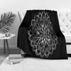 White Mandala Blanket Bohemian Throw Blanket Geometric Pattern Decorative Soft Fleece Throw for Sofa Bed Living Room Bedroom