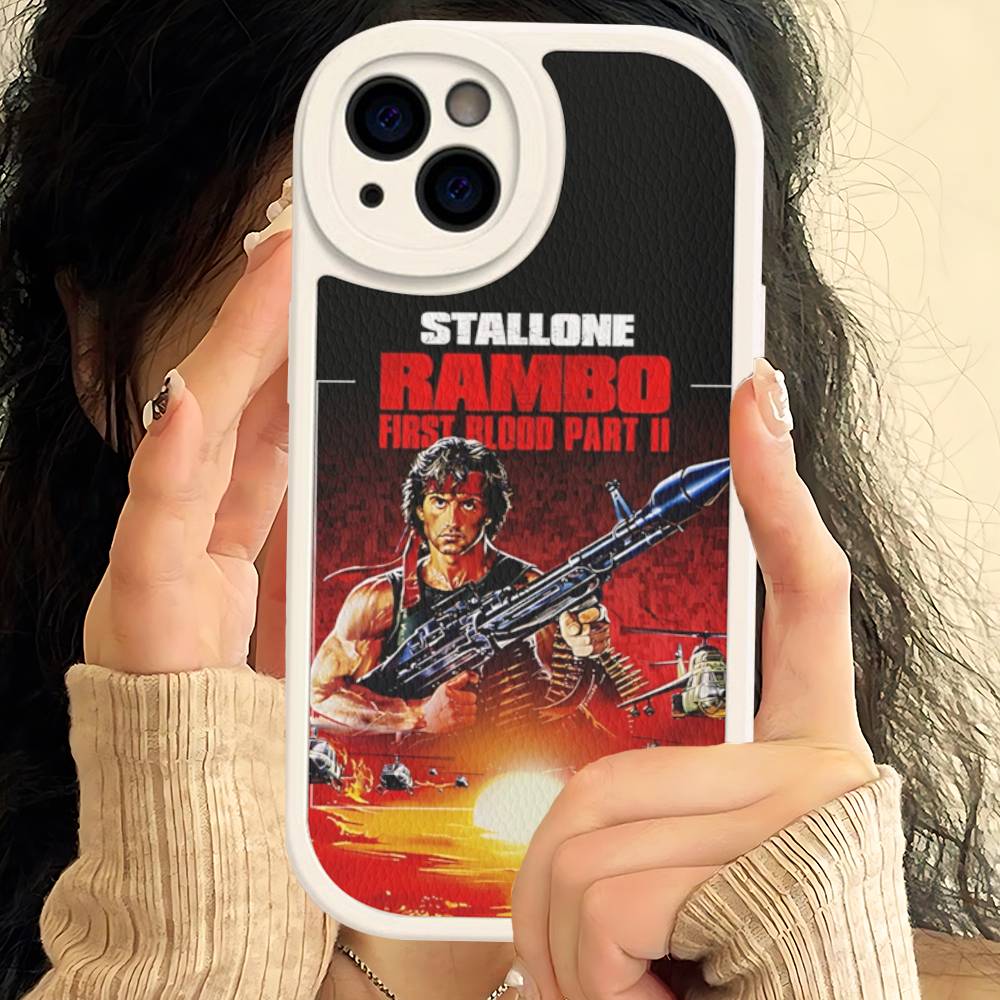 1pc Movie Rambo First Blood Leather Phone Case For IPhone 16 15 14 13 12 11 Pro Max Plus Shockproof Cover