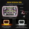 Vierkante 7-inch Koplampen 5x7 Met Opening Angel Eye Tweekleurig Groot- en Dimlicht Lamp Voor Jeep Wrangler Off-road Truck DRL Koplampen