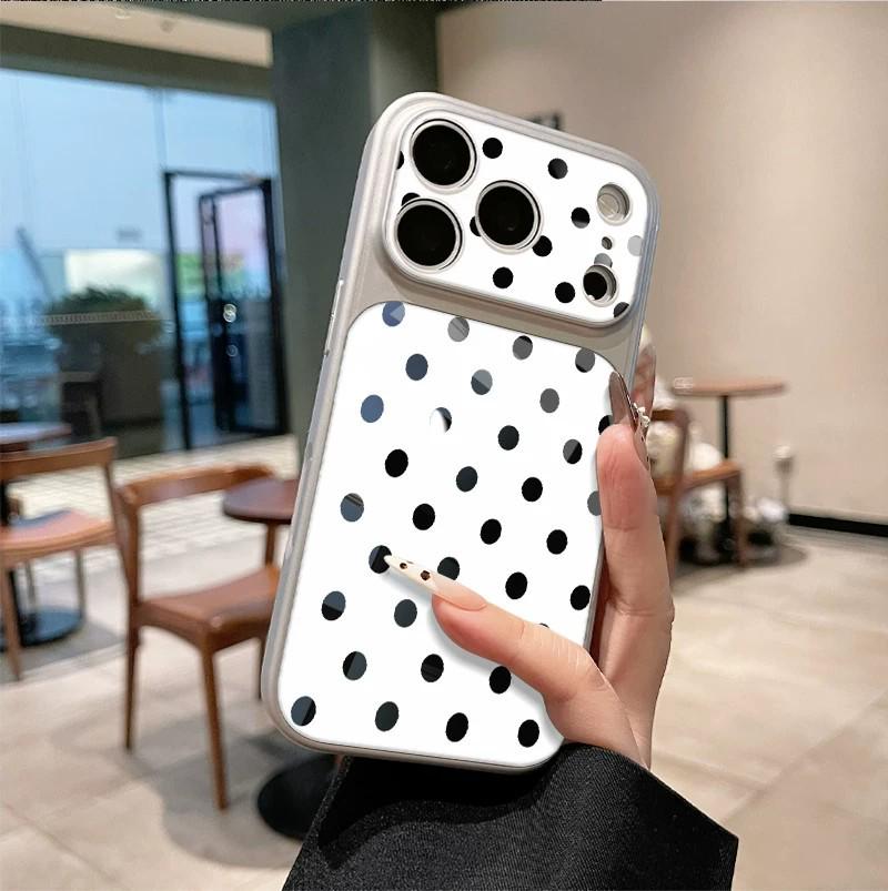 

Black & White Polka Dot Phone Case for iPhone 16 Pro Max - Cross-Border Style with Large Window iPhone 17 Pro Max