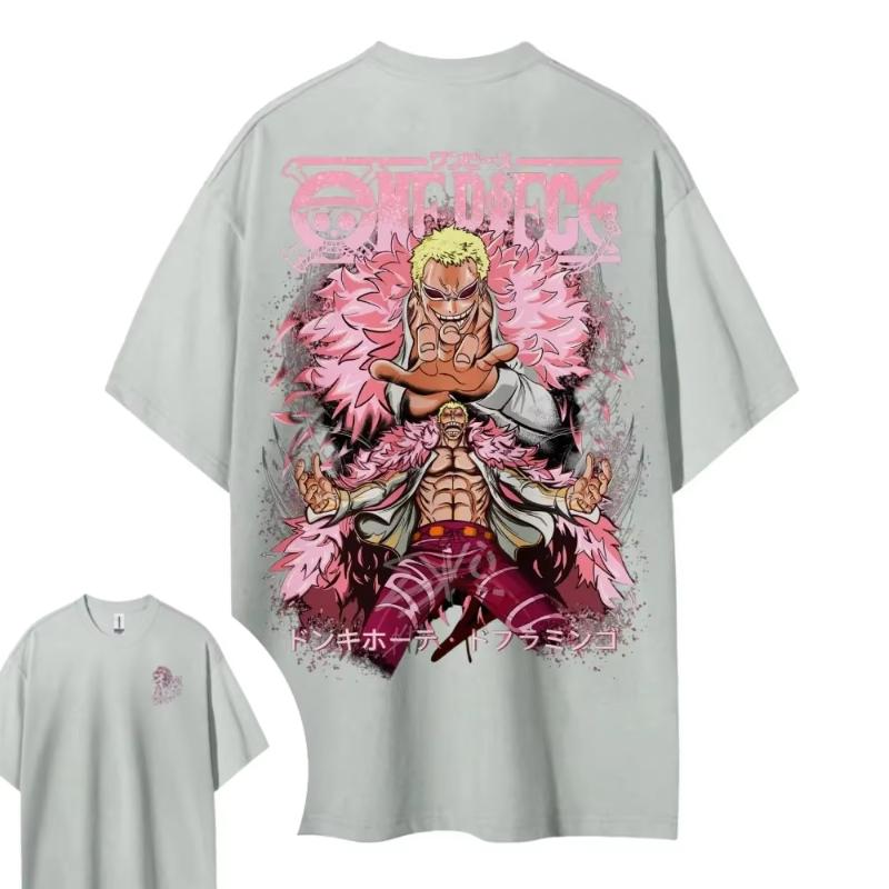 MINISO  Doflamingo Short-sleeved Men Women Same Style Comfortable Short-sleeved Couple's Clothing Casual Short-sleeved