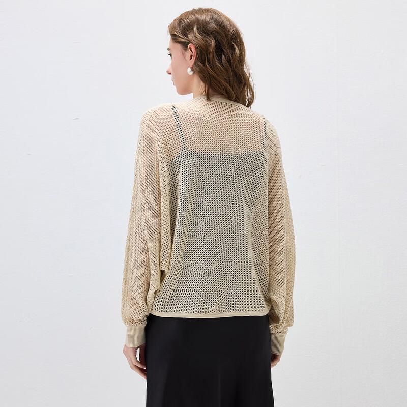 Kemengboka Women's Batwing Openwork Linen Blend Cardigan
