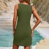 Women's Fashion Casual Solid Color Round Neck Sleeveless Dress