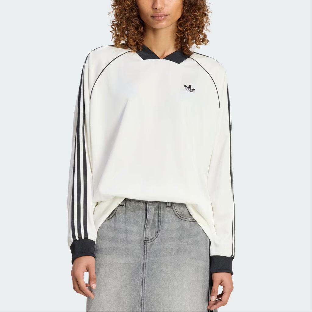 adidas Originals Jacquard Casual Culture Striped Loose Long Sleeve T-Shirt Women Tops KG3711