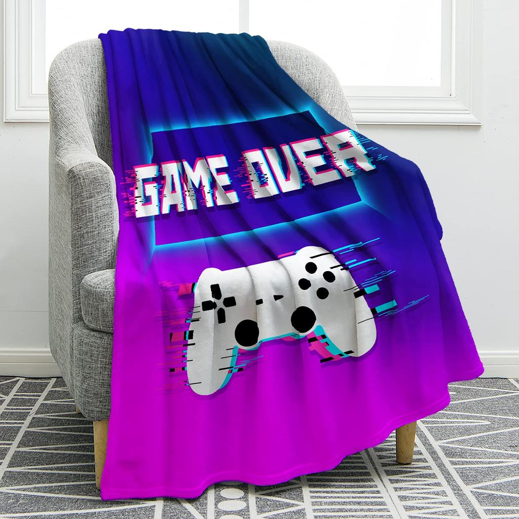 VIKAMA Gaming Wind Cover Blanket Gamepad Gradient Dazzle Color Sofa Blanket Bedroom Blanket Home Four Seasons Blanket