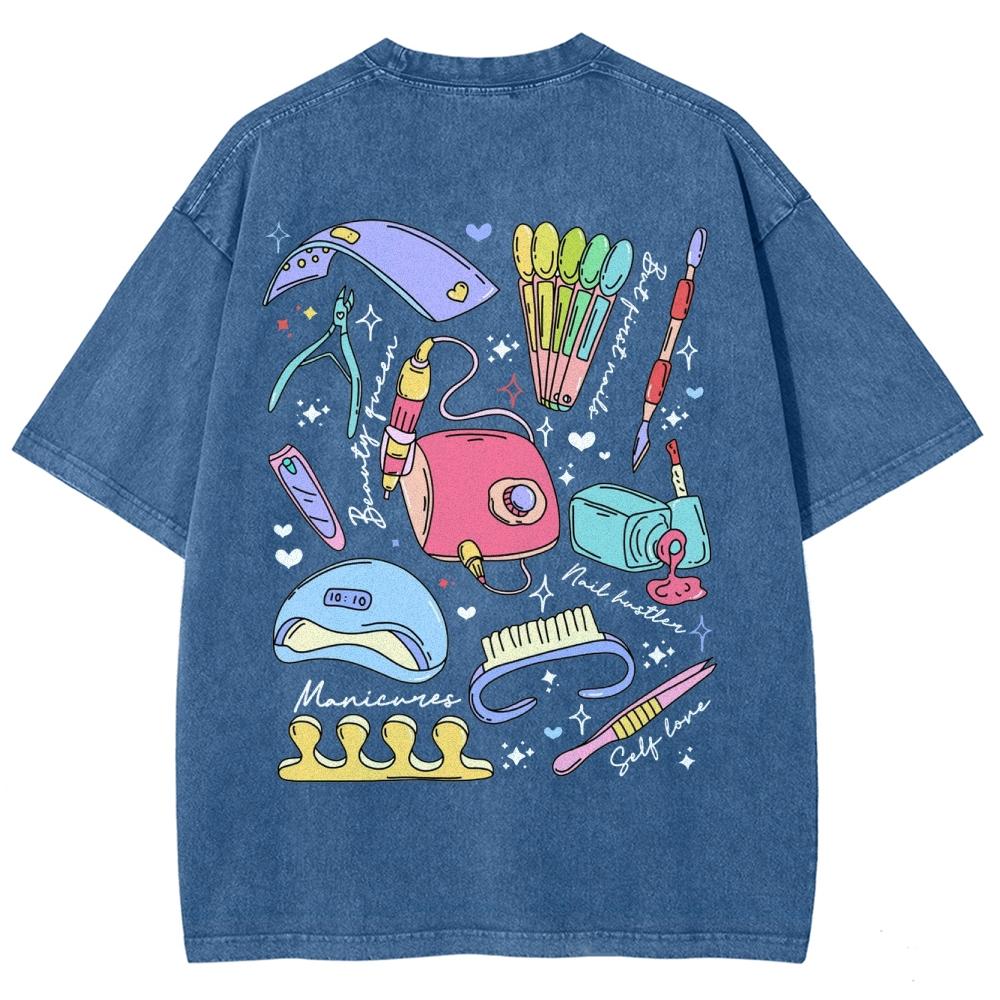 

Мультяшная Милая Девичья Мода Аксессуары Принт Спереди И Сзади Женская Футболка Летняя Повседневная Простая 3XL