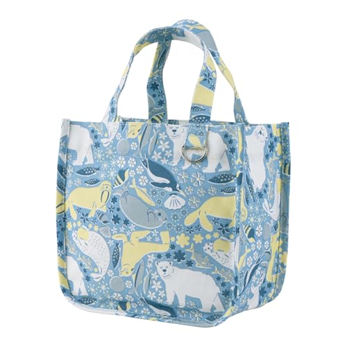 Livheart Gusseted Tote Bag "Aqua Hygge SNOW" (approx. W25 X D14.5 X H23.5cm) Stylish Lunch Bag with Aquatic Creature Pattern (32707-62)