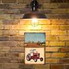 Detailed Illustration of a Vintage Red Plow Tractor Vintage Metal Wall Sign Decor Poster Frames Garage Living Room