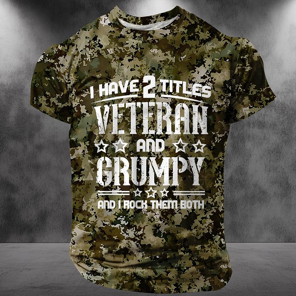 Men's Camo Camouflage 3D T-shirt Fashion Cool Veteran Sport T Shirt Casual Personality Outdoor Short Sleeve Tops Summer Clothing