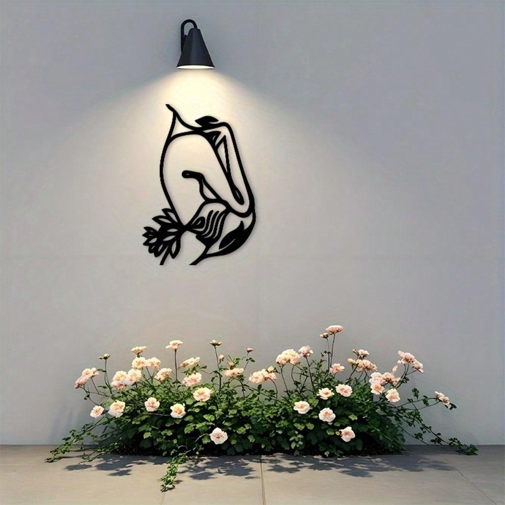 Lotus Flower Metal Wall Art Black Iron Home Decor For Living Room Bedroom Wedding Gift