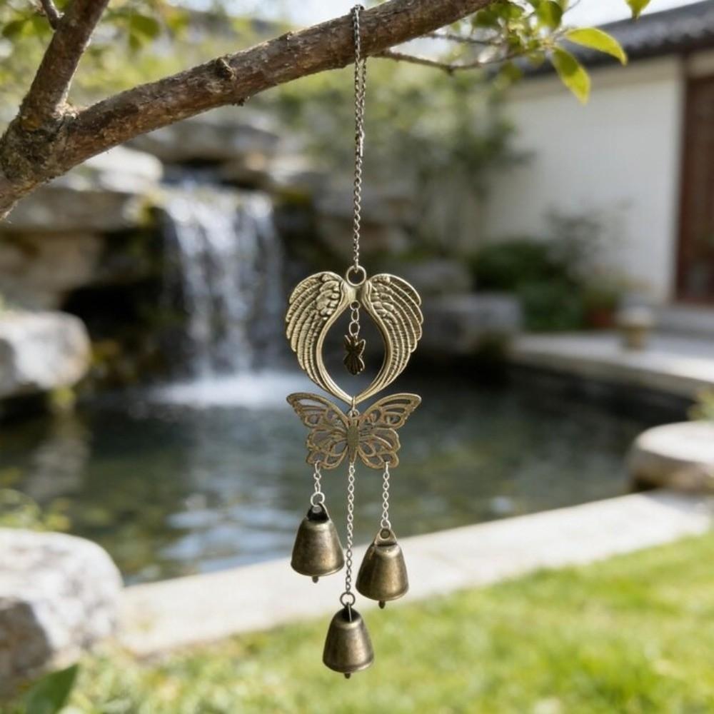 Hollow Butterfly Wind Chime Pendant Angel Wings Vintage Wind Chime Outdoor Hanging