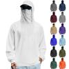 Unisex Solid Color Hooded Sweatshirt With Face Mask And Plush Raglan Sleeves