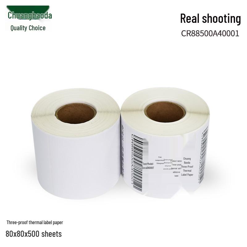 Durable Thermal Label Paper, 80x80mm, 500 Sheets - Adhesive Labels for Thermal Printing