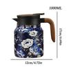 Tea Pot 1L Vintage Stainless Steel Insulated Leakproof Built-in Strainer Tea Water Kettle for Home Office Kitchen Apartment