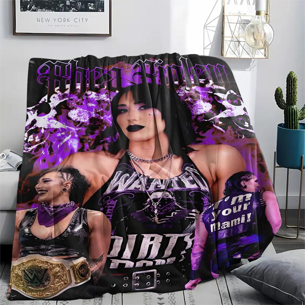 1PC Rhea Ripley Print Flannel Blanket, High quality All Seasons, Home Decor, Warmth and Comfort, Perfect for Christmas Gifts