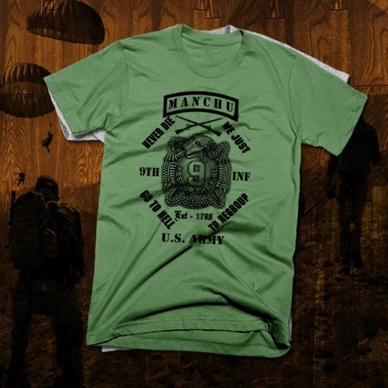 Army 9th infantry t-shirt 11 Bravo Iraq Afghan War Military Combat Vet Manchu S