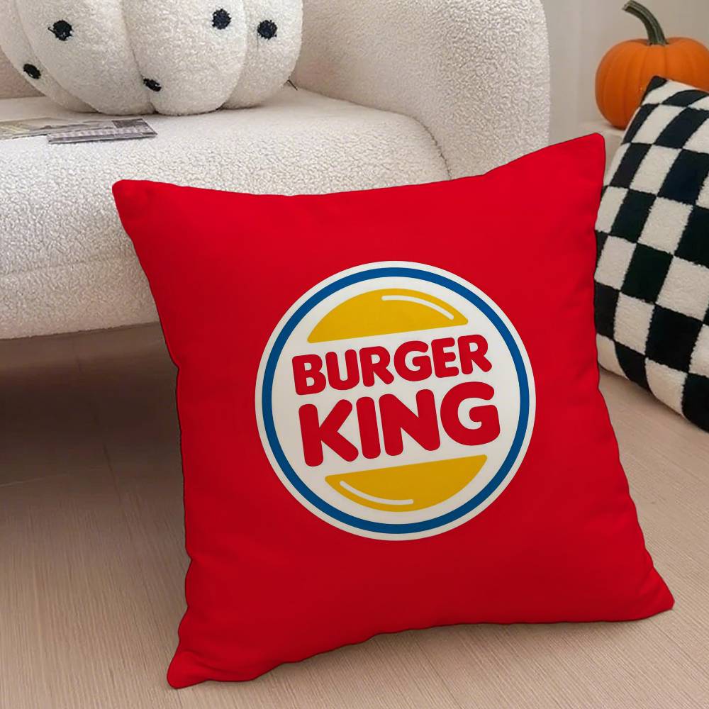 

Yummy Food Anime Burger King Pillow Case Anti-dustmite Pillowcase Invisible Zipper Silky Short Plush Sofa Cushion Cover 12x12Inch