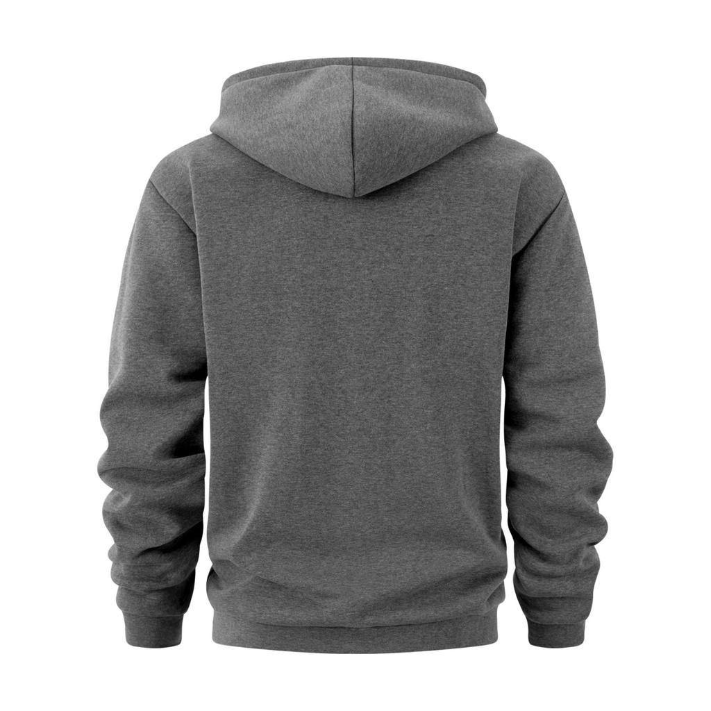 Pánská sportovně ležérní jednobarevná mikina s kapucí, Pánská pracovní mikina s polovičním zipem, volná fleecová pulovrová bunda s více kapsami