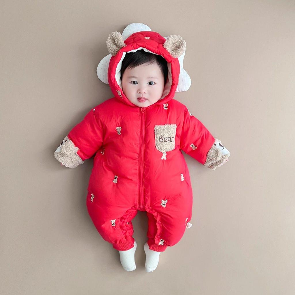 Gesteppter Baby-Overall: Warme Samt-Oberbekleidung für Baby Herbst/Winter