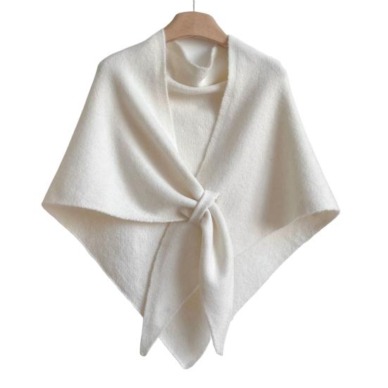 Women Knitted Shawl Wrap Scarf Solid Color Comfortable Cardigan Cape Imitation Cashmere Shoulder Tops Sweater