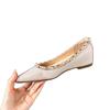 Rivet Pointed Single Shoes Women's 2025 Spring New Small Man Height Increase Shallow Mouth Flat Shoes One Pedal Ladyshoes Boat Shoes