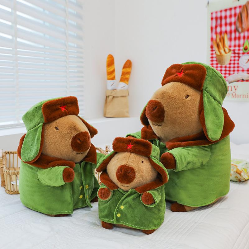 Bai Fen Bai Dolls And Toys Popular Kapibara Doll Military Coat Capybara Plush Toy Padded Jacket Doll Gift