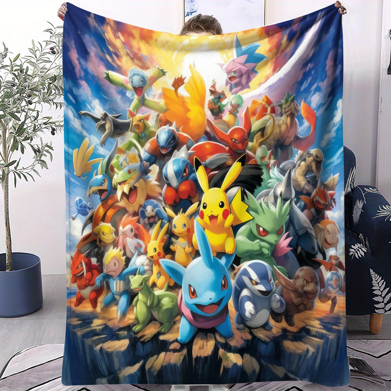 Pokemon Pikachu multfilmas apdruka vilnas pleds