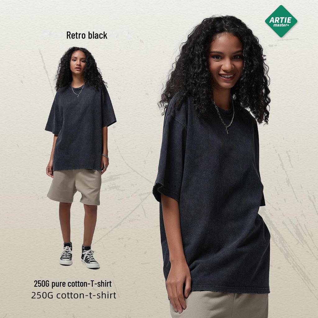 2025 Frühling/Sommer Retro Herren T-Shirt: Farbecht, Used-Look, Locker gewaschener Stil