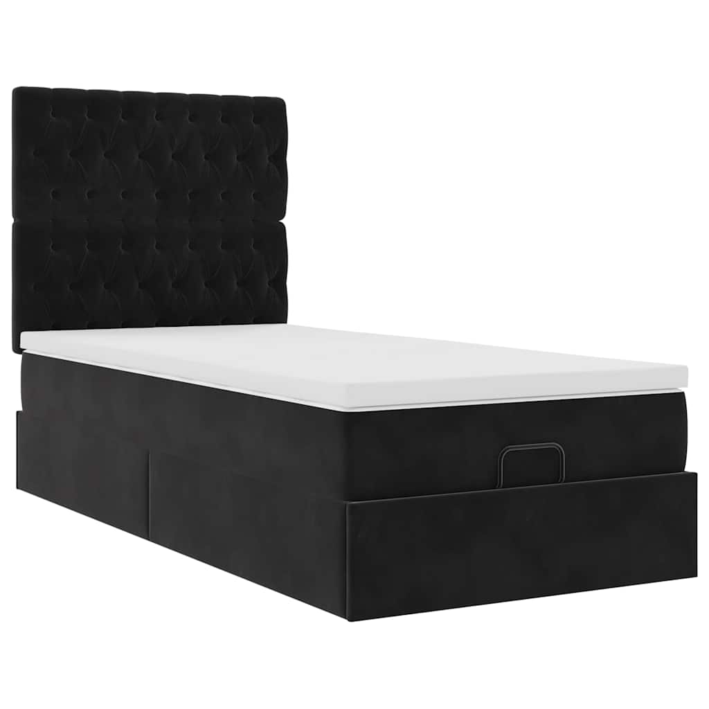 Ottoman Bed with Mattress & LEDs Black 80x200 Cm Velvet