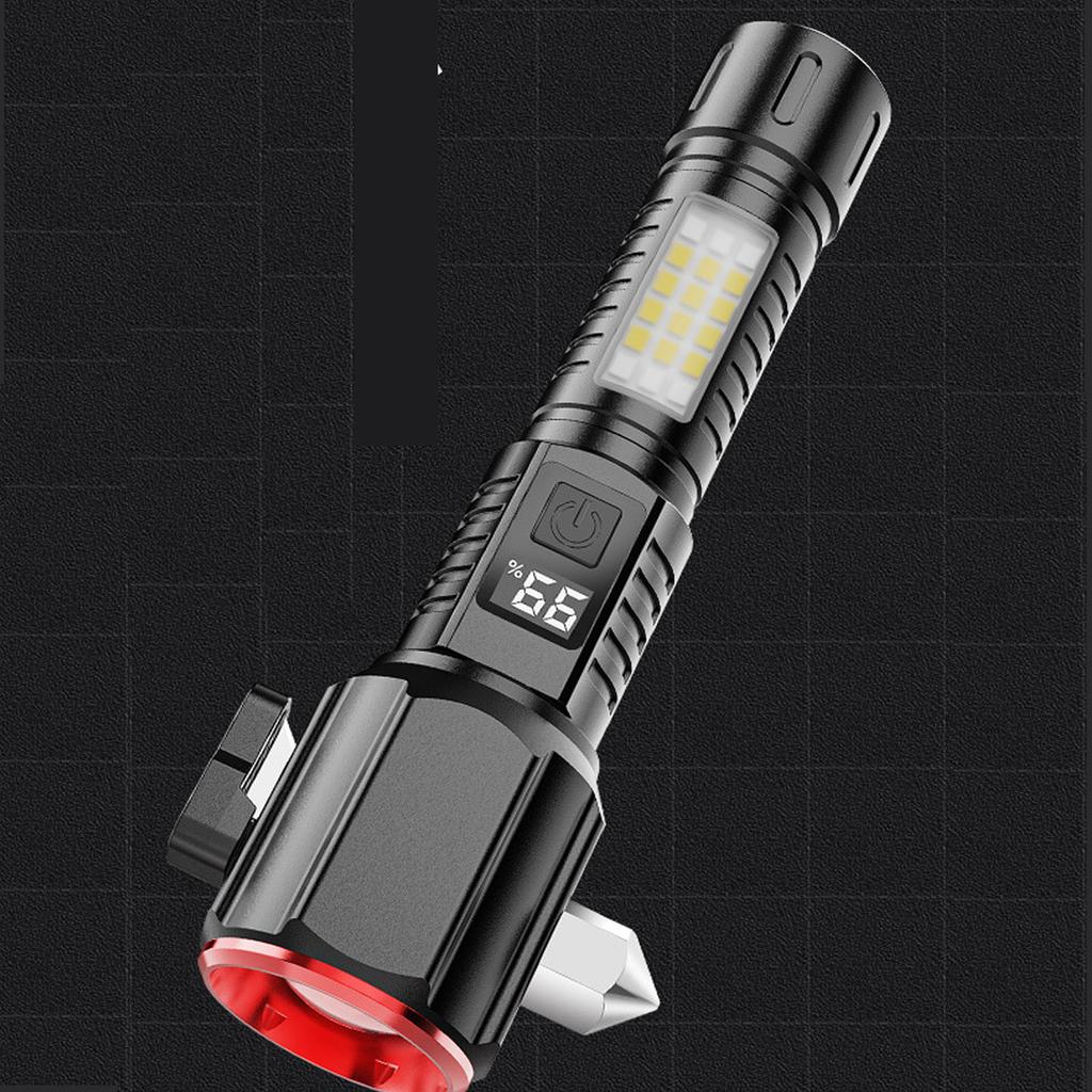 Багатофункціональний аварійний молоток з ліхтариком, розбивачем скла та різаком, USB-перезаряджуваний інструмент безпеки для автомобіля