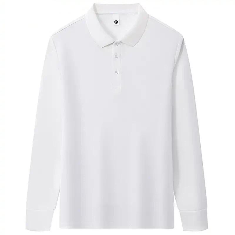 Men's Autumn New Men's Business Casual POLO Shirt Long-sleeved T-shirt Solid Color Lapel Bottoming Top