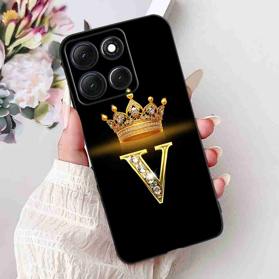 Hot For Motorola Moto G86 5G Case Crown Letters A-Z Soft Silicone Black TPU Cover For MOTO G86 XT2527-2 6.67" Protective Shell
