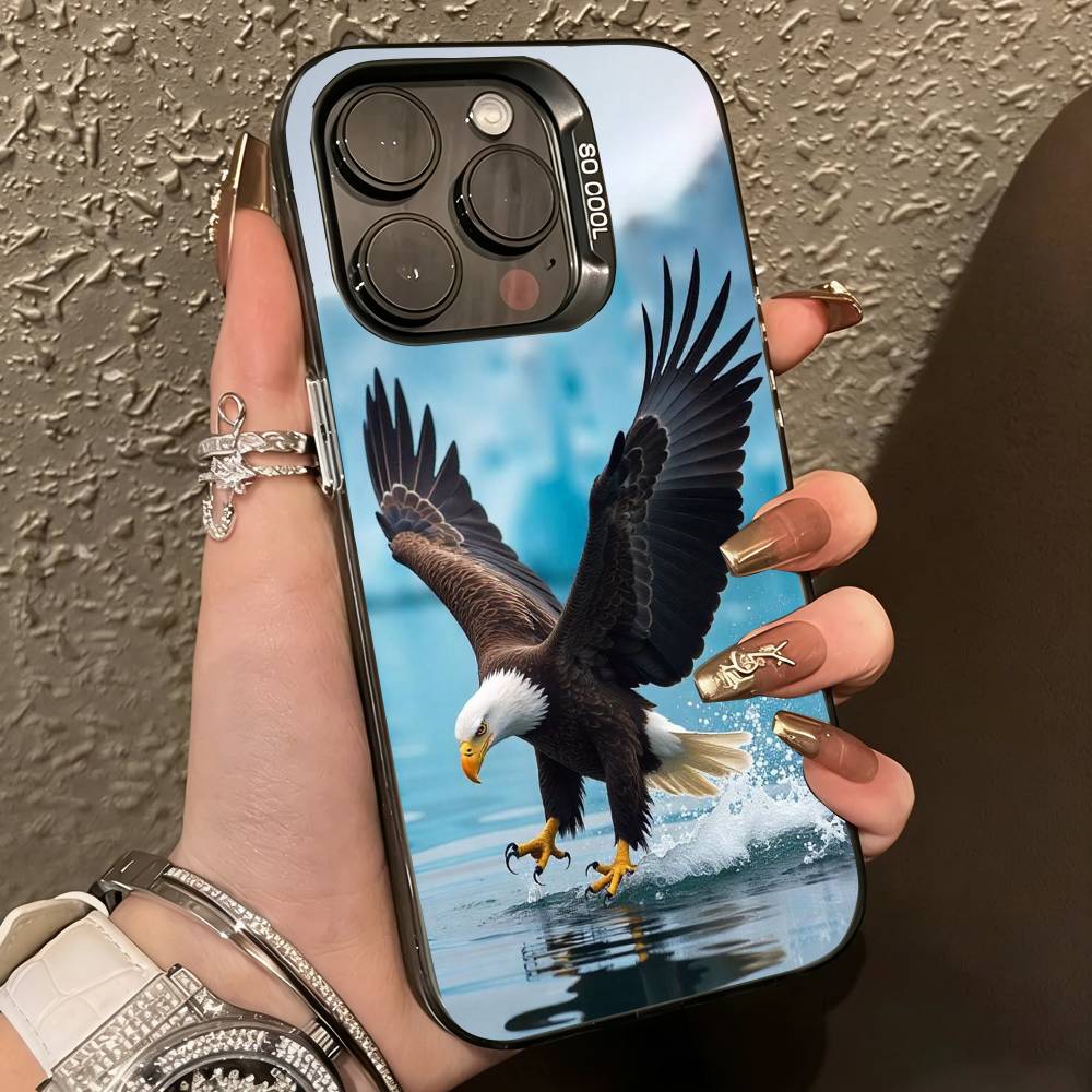 Eagle Cool-l Anima Phone Case For iPhone 17,16,15,14,13,12,11 Plus,Pro Max,XS,Colorful Silver Black Cover