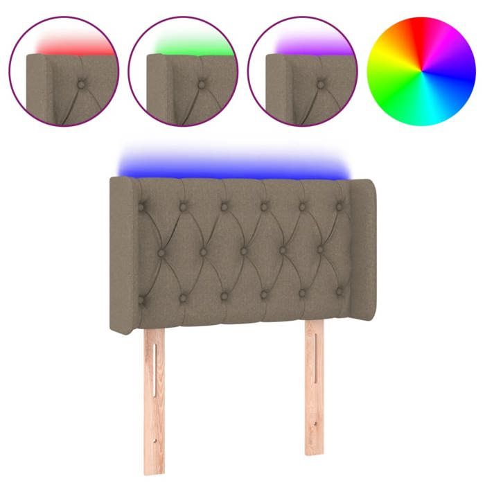 VidaXL Tête de Lit à LED Meuble de Chambre à Coucher Accessoire de Lit Simple Tête de Cadre de Lit Intérieur Taupe 3123550