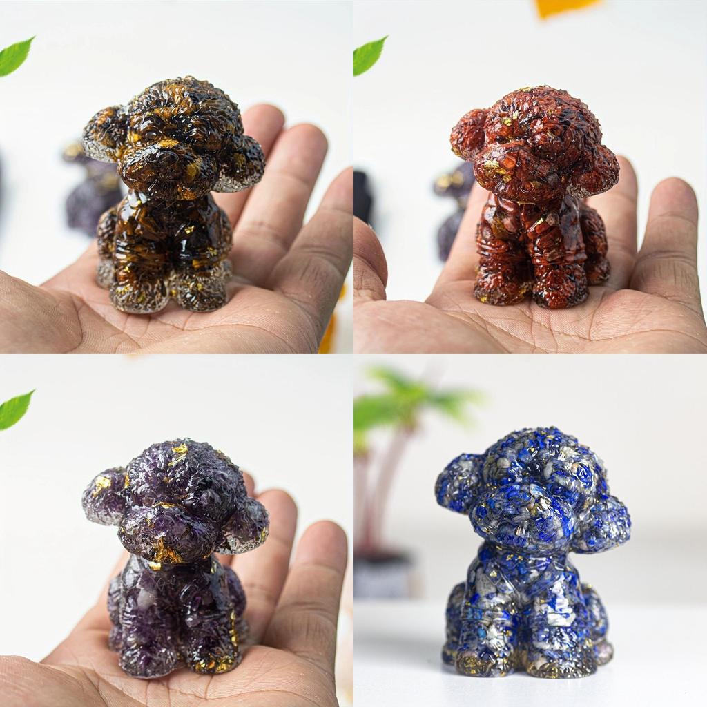 Figurine Chien Teddy Art Résine Décoration Cristal Pour Cadeau Et Décoration Intérieure