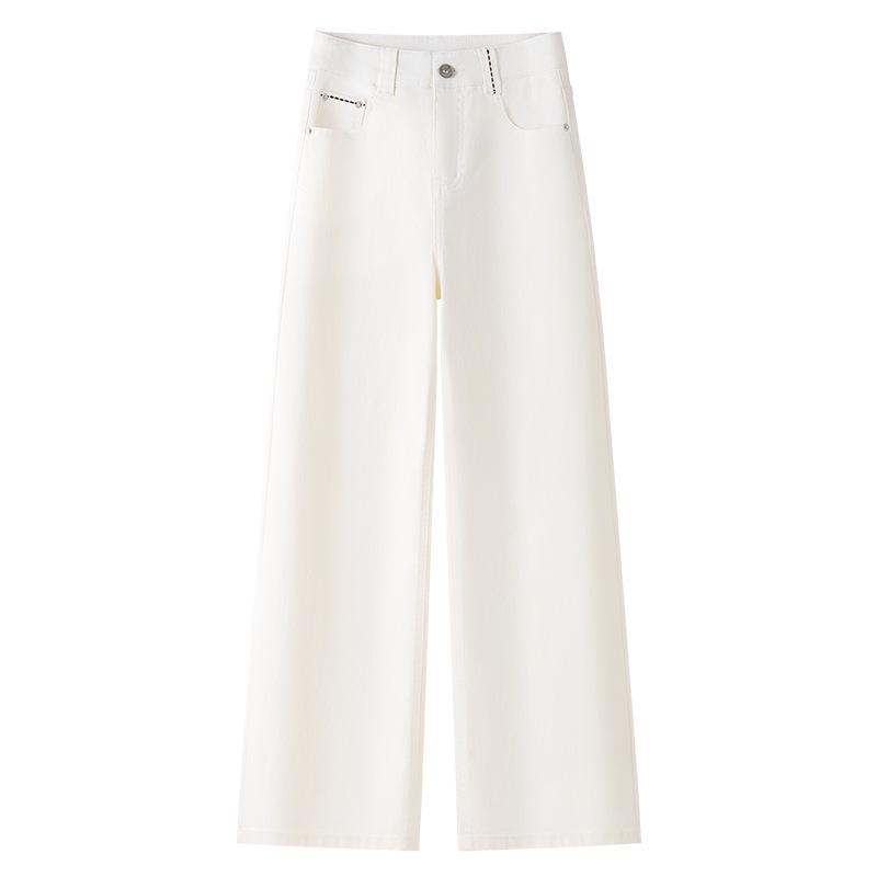 2025 Women's High-Waisted Yellow Wide-Leg Jeans: Slimming, Straight-Leg, Floor-Length, Spring Collection