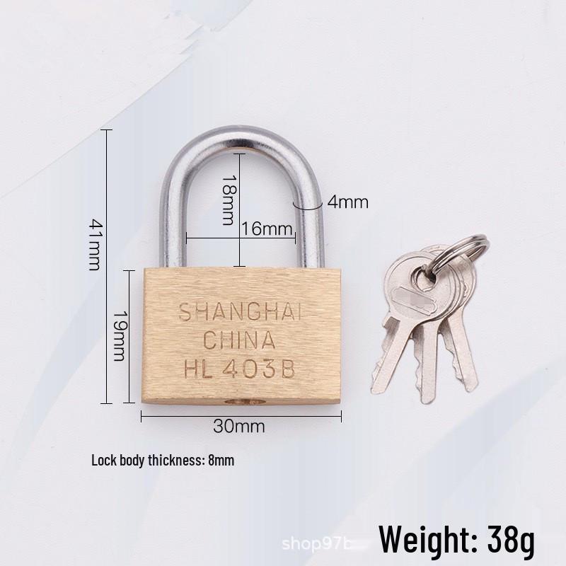 Medium-Thick Brass Padlock for Cabinets and Dormitories - Long/Short Shackle Options