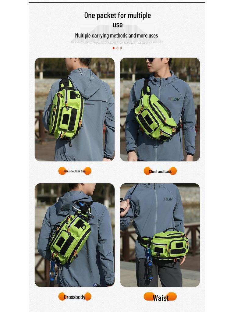 Men's Multifunctional Outdoor Cycling & Fishing Waist Bag - Expandable Crossbody Lure & Rod Storage Bag
