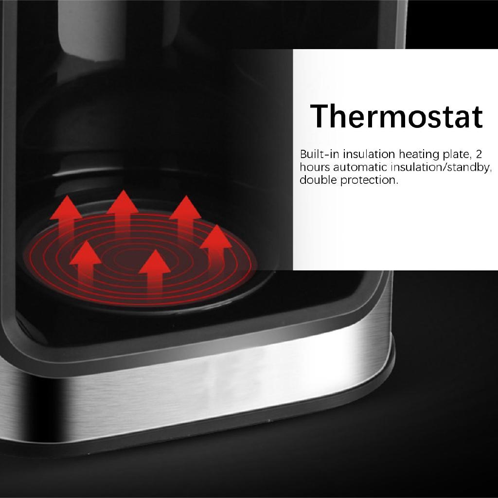 1200ml 220V Electric Coffee Maker Machine Household Fully-Automatic Drip Coffee Maker Tea Coffee Pot Kitchen Appliance 1000W