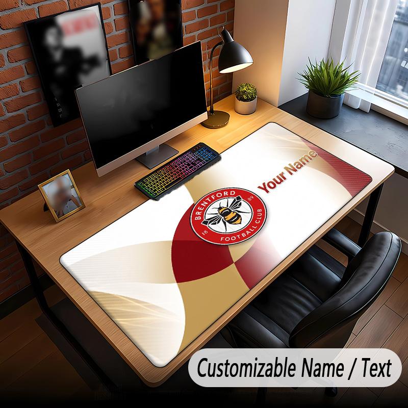 Large Mouse Pad Brentford Football Print Custom Name Text Desk Mat for Office Gaming