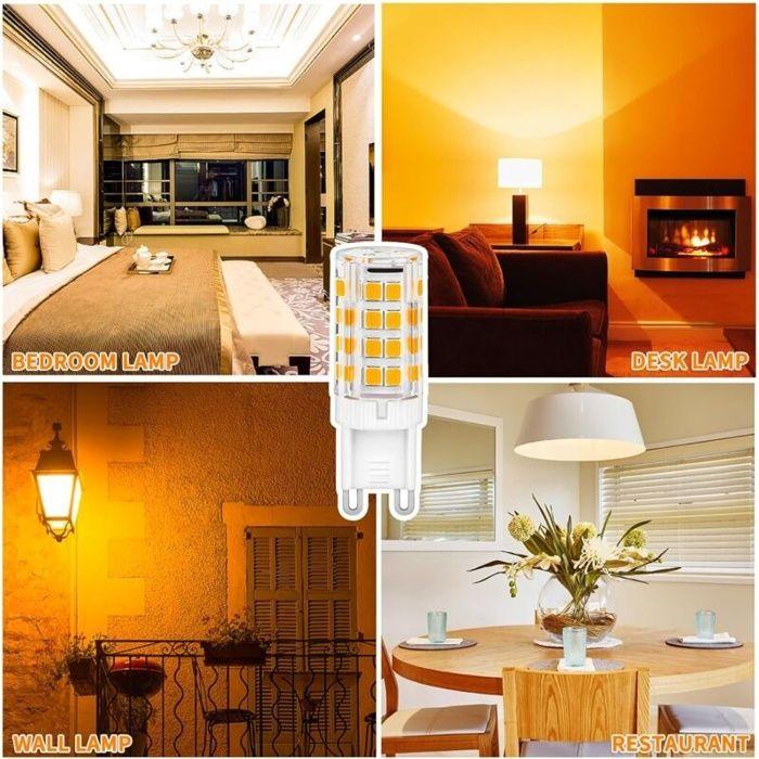 Ampoules LED G9 5W (équiv. 50W) 500 lm 3000K Blanc chaud Dimmable sans scintillement - Lot de 8