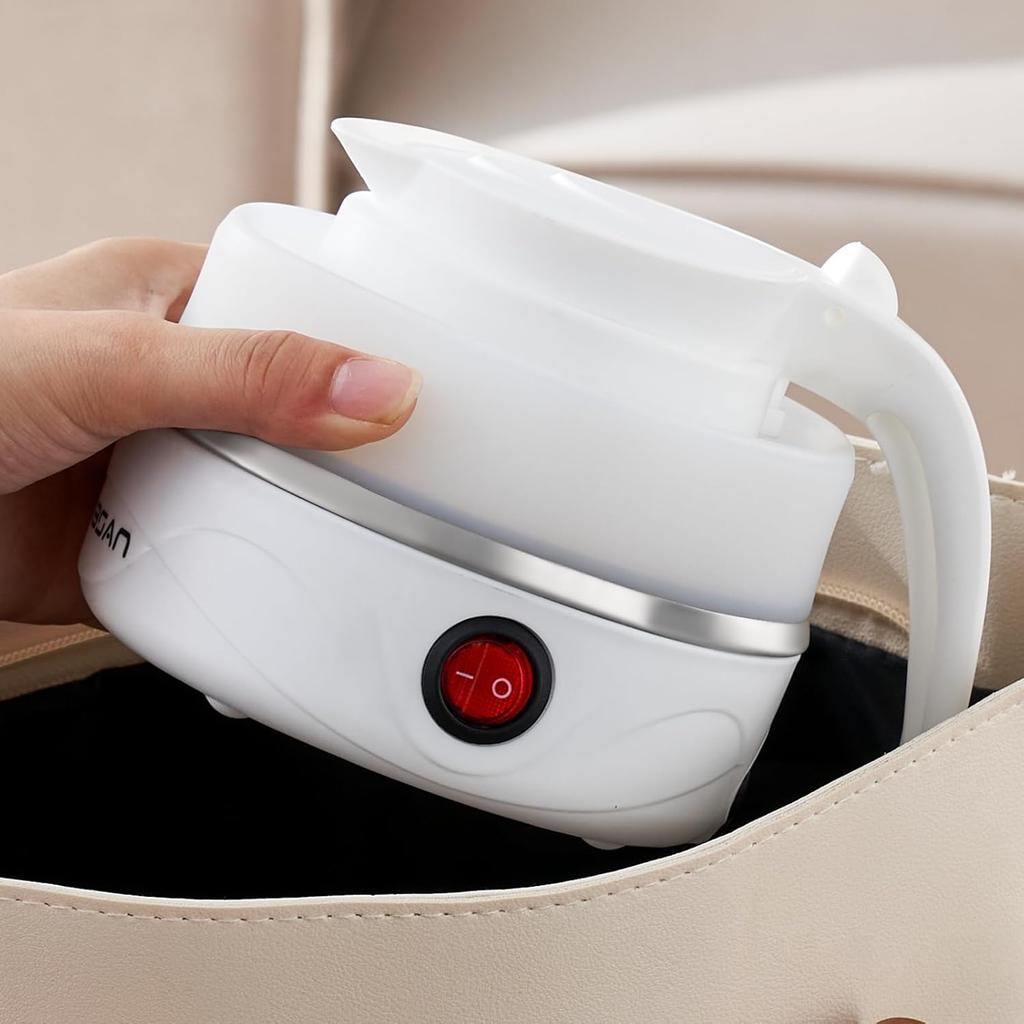 Foldable Electric Kettle, 600ml Portable Travel Kettle, Collapsible Kettle Travel Electric, 304 Stainless Steel Heating, Easy to Carry, 110V, 600W.
